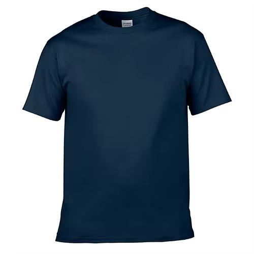 Cotton Neck T-Shirt - Navy Blue