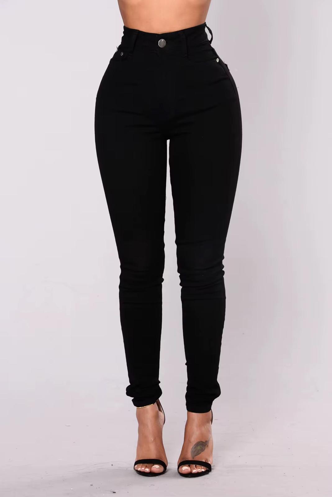 Women’s High Waist Stretch Skinny Jeans – Butt Lift Slim Fit Denim Pencil Pants - black