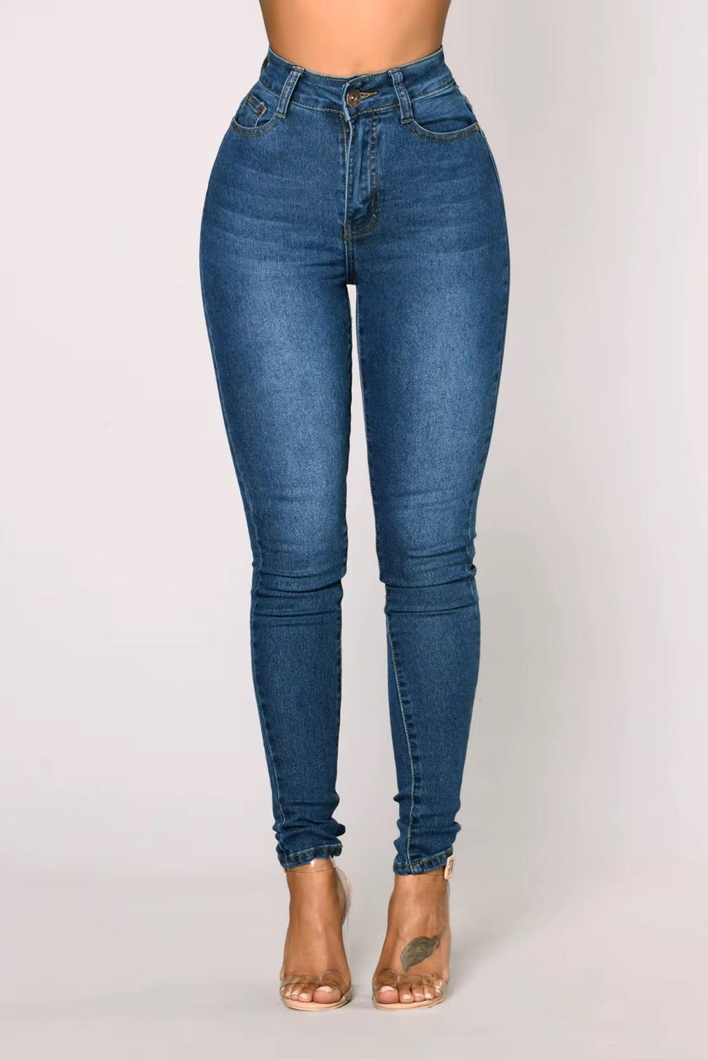 Women’s High Waist Stretch Skinny Jeans – Butt Lift Slim Fit Denim Pencil Pants - light blue