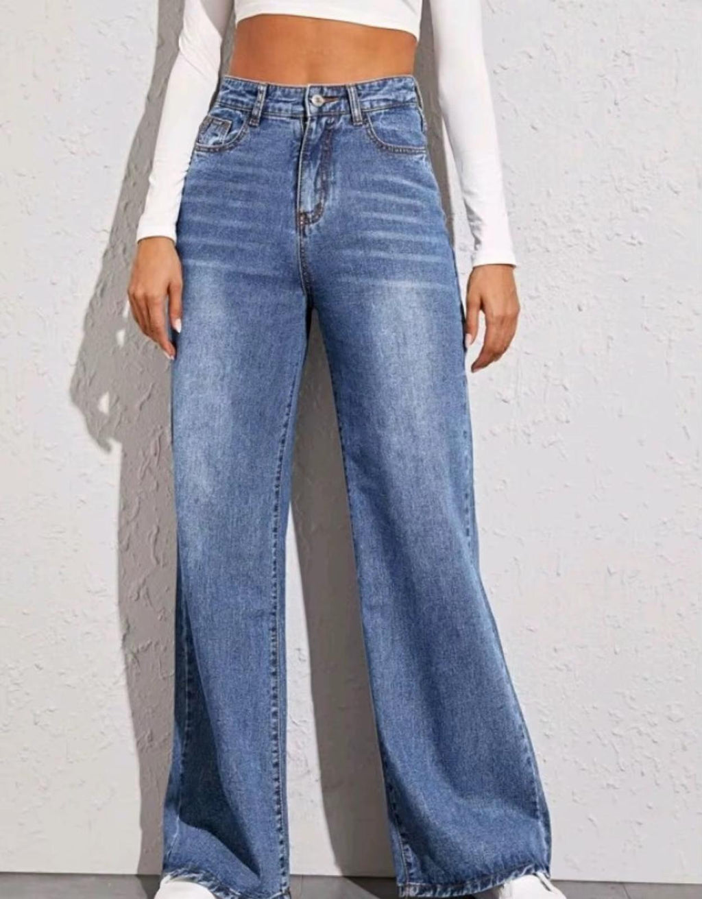 Women’s High-Waist Wide Leg Jeans – Full Length Relaxed Fit Denim Pants