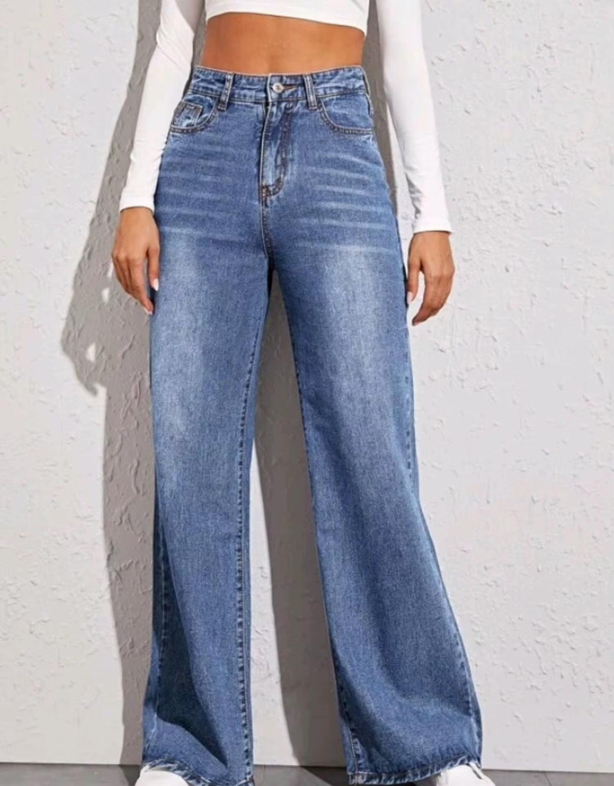 Women’s High-Waist Wide Leg Jeans – Full Length Relaxed Fit Denim Pants