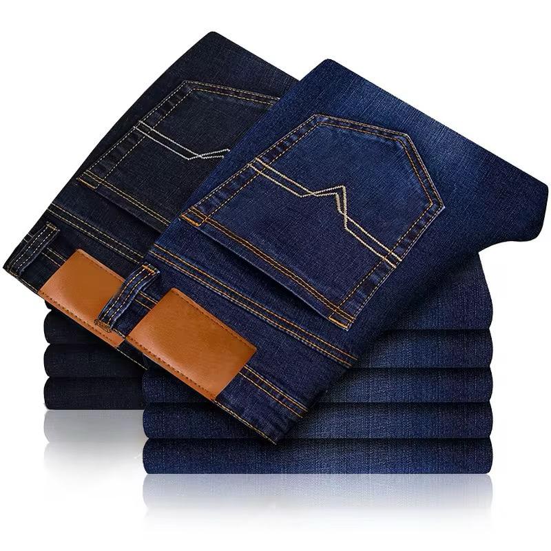 Men’s Slim Fit Straight Leg Jeans – Classic Stretch Denim Pants for Autumn & Winter - light blue