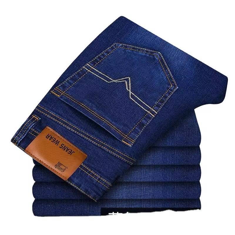 Men’s Slim Fit Straight Leg Jeans – Classic Stretch Denim Pants for Autumn & Winter - light blue