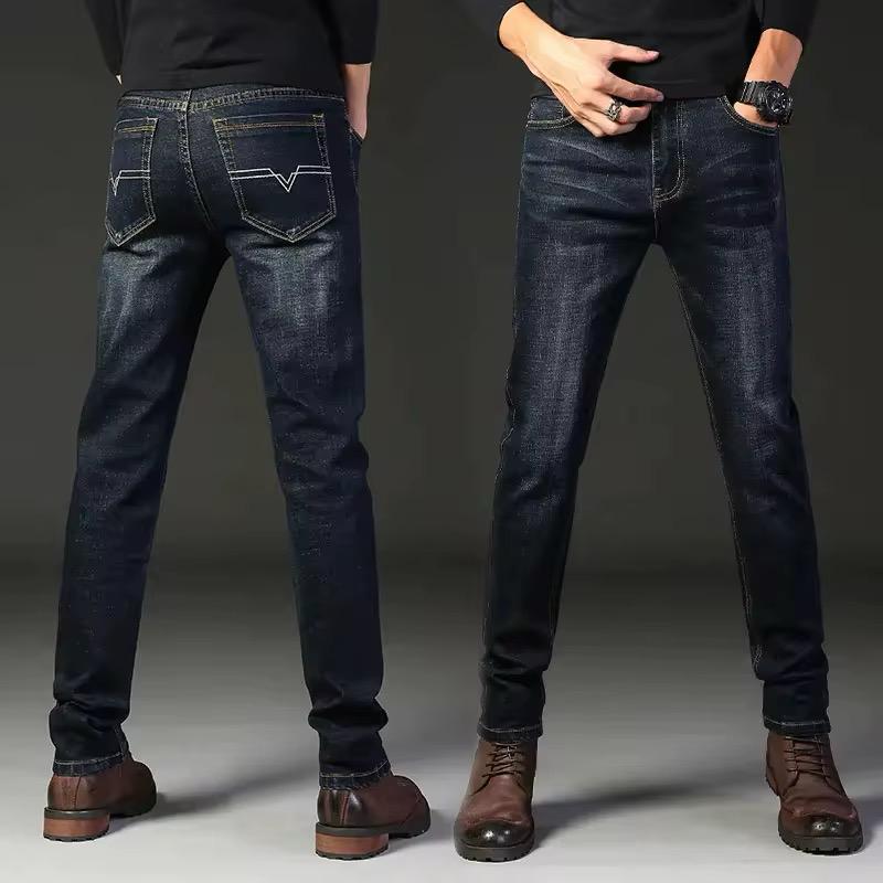 Men’s Slim Fit Straight Leg Jeans – Classic Stretch Denim Pants for Autumn & Winter - light blue