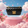 Women’s Quilted Chain Crossbody Bag – Elegant Flap Shoulder Bag with Gold-Tone Chain - black