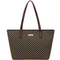 Women’s Patterned Tote Bag – Everyday Shoulder Handbag with Zip Closure - brown