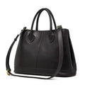 Genuine Leather Large Tote Handbag for Women – Luxury Cowhide Shoulder & Crossbody Bag - black