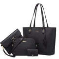 Women’s 4-Piece Handbag Set – Tote, Crossbody Bag, Wallet & Coin Purse - black