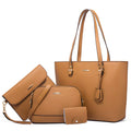 Women’s 4-Piece Handbag Set – Tote, Crossbody Bag, Wallet & Coin Purse - brown