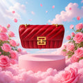 Women’s Quilted Chain Crossbody Bag – Elegant Flap Shoulder Bag with Gold-Tone Chain - burgundy