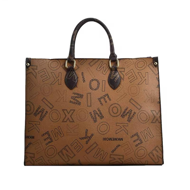 Women’s Large Tote Bag – Elegant Printed Handbag for Work, Shopping & Daily Use - brown